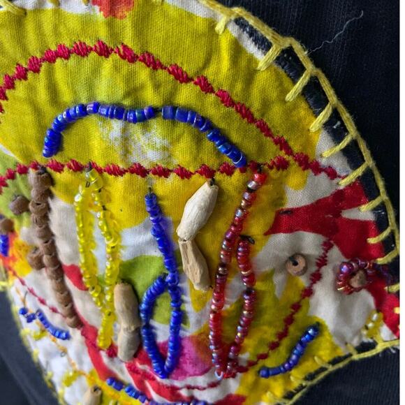 Victoria Jones Shirt Womens S Petite Sea Life Embroidered Fish Coral Beaded Tee - Picture 7 of 9